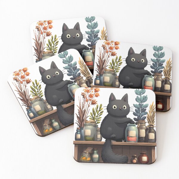 Item preview, Black Cat Apothecary Shelf Icon designed and sold by IllumeInk.