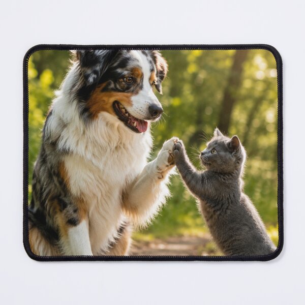 Item preview, Australian Shepherd and Kitten High Five designed and sold by BagFactoryUK.