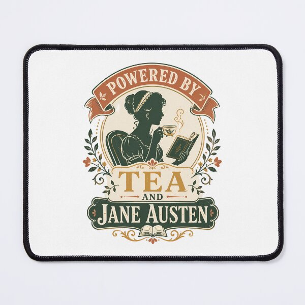Item preview, Powered By Tea And Jane Austen Pride and Prejudice Floral Badge designed and sold by Fenay Designs.