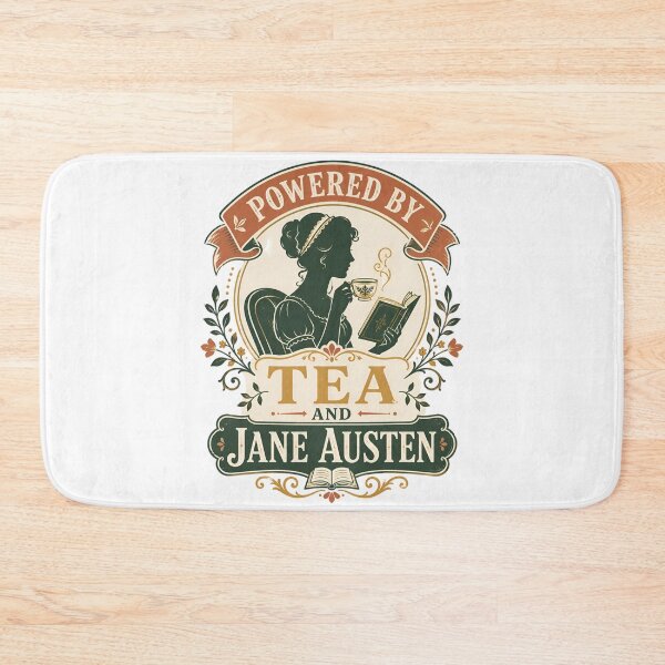 Item preview, Powered By Tea And Jane Austen Pride and Prejudice Floral Badge designed and sold by Fenay Designs.