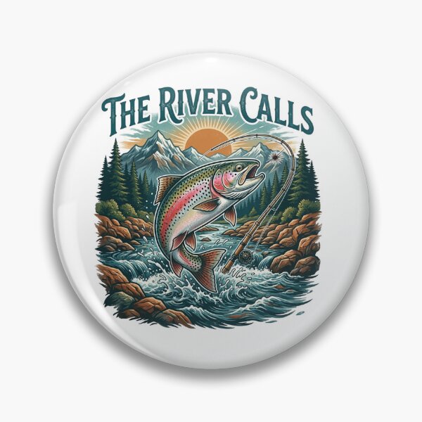 Item preview, The River Calls - Vintage Rainbow Trout Fly Fishing designed and sold by InkWeaveShop.