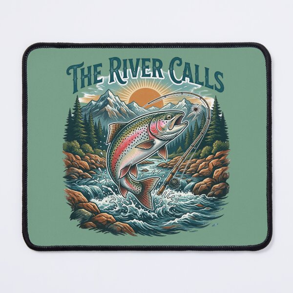 Item preview, The River Calls - Vintage Rainbow Trout Fly Fishing designed and sold by InkWeaveShop.