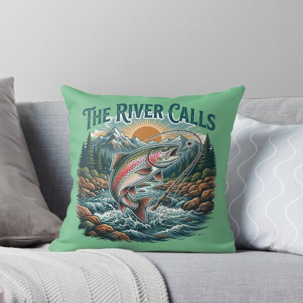 Item preview, The River Calls - Vintage Rainbow Trout Fly Fishing designed and sold by InkWeaveShop.