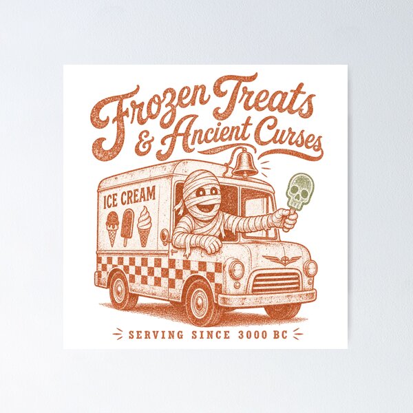 Item preview, Frozen Treats & Ancient Curses – Summerween Ice Cream Mummy designed and sold by Tin Robot Co..