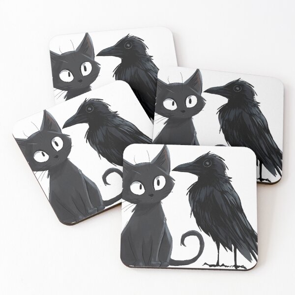 Item preview, Black Cat and Raven Familiar Icon designed and sold by IllumeInk.