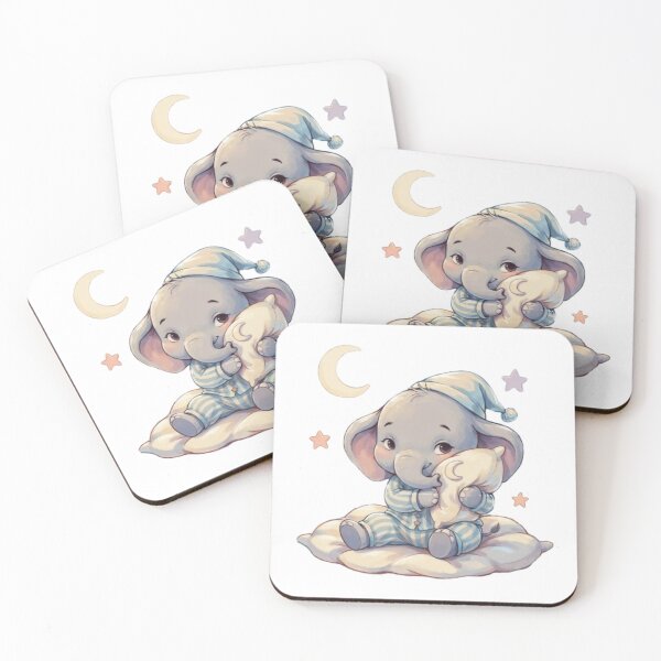 Item preview, An Adorable Baby Elephant - Pastel Blue Bedtime designed and sold by DigitfanStudio.