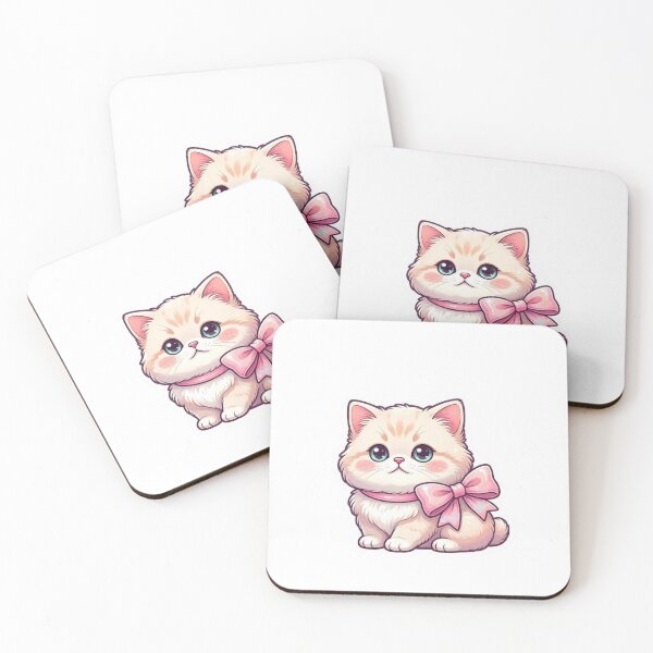 Item preview, Cute Kawaii Kitten Sticker with Pink Bow – Adorable Chibi Cat, Pastel Kitty Vinyl Decal for Cat Lovers designed and sold by Pandey14.