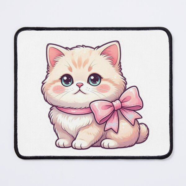 Item preview, Cute Kawaii Kitten Sticker with Pink Bow – Adorable Chibi Cat, Pastel Kitty Vinyl Decal for Cat Lovers designed and sold by Pandey14.