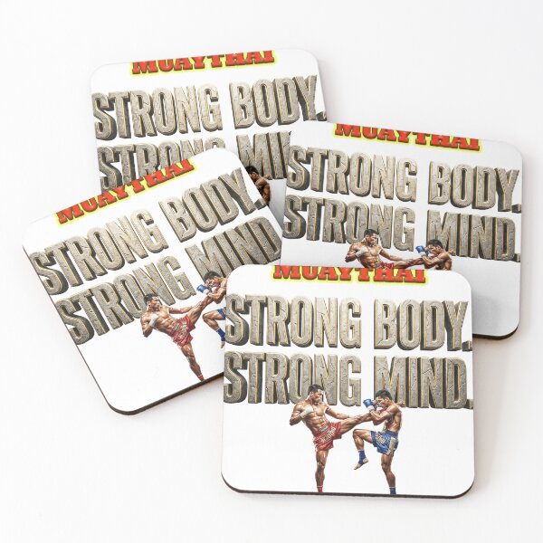 Item preview, Strong Body Strong Mind Muay Thai Fighter - Vintage Typography T-Shirt designed and sold by Ponsak.