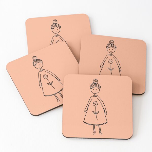 Item preview, Doll in a Dress with Flower Hand Drawn Line Art  designed and sold by ashleywilks.
