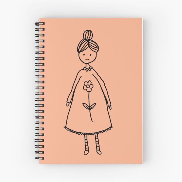 Item preview, Doll in a Dress with Flower Hand Drawn Line Art  designed and sold by ashleywilks.