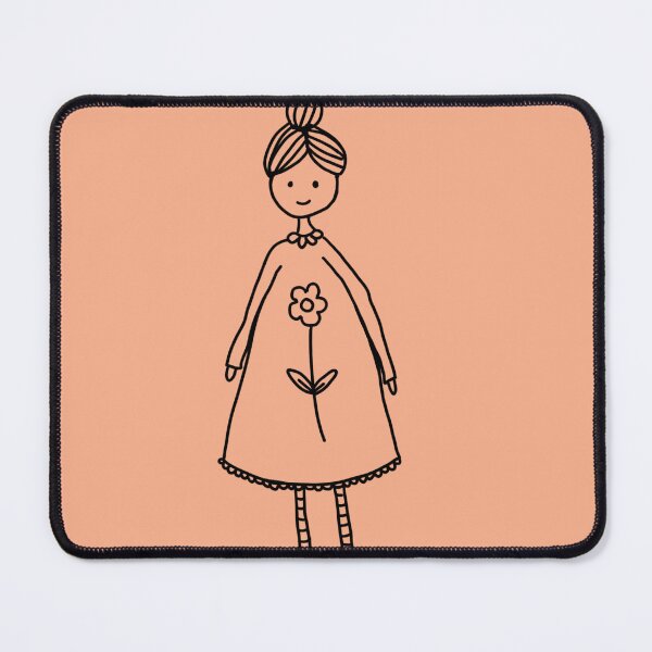 Item preview, Doll in a Dress with Flower Hand Drawn Line Art designed and sold by ashleywilks.