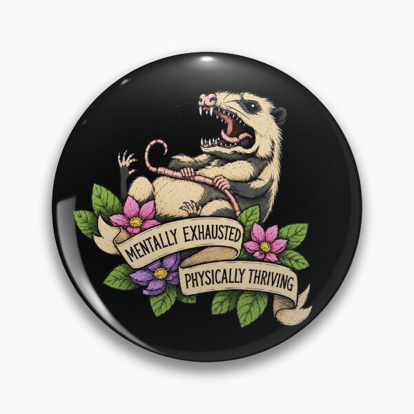 Item preview, Mentally Exhausted Physically Thriving | Angry Opossum | Vintage Tattoo Style | Dark Humor designed and sold by ValentinaHramov.