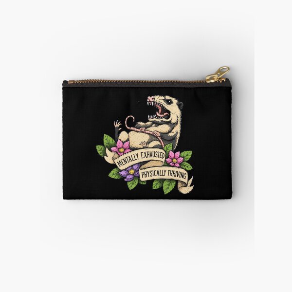 Item preview, Mentally Exhausted Physically Thriving | Angry Opossum | Vintage Tattoo Style | Dark Humor designed and sold by ValentinaHramov.