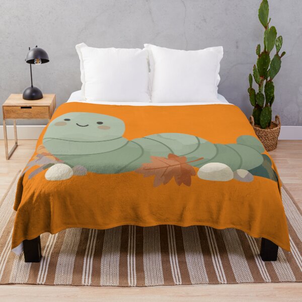 Item preview, Cute Sage Green Watercolor Caterpillar with Autumn Leaves designed and sold by AbderraimArt.
