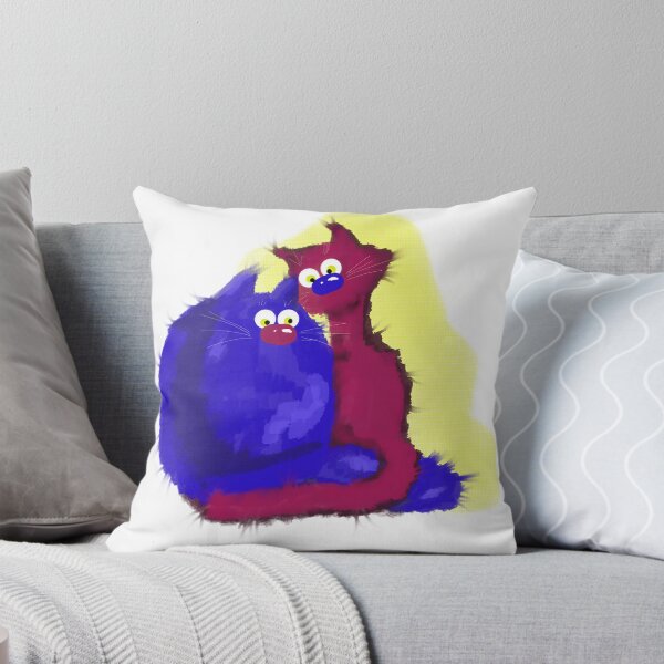 Item preview, Painted Fluffy Blue And Red Cats designed and sold by Latubu-Mazgiti.