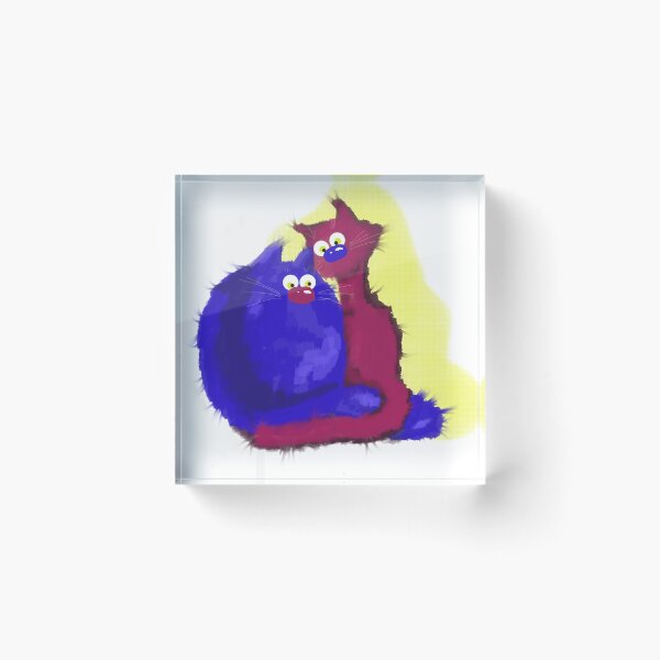 Item preview, Painted Fluffy Blue And Red Cats designed and sold by Latubu-Mazgiti.