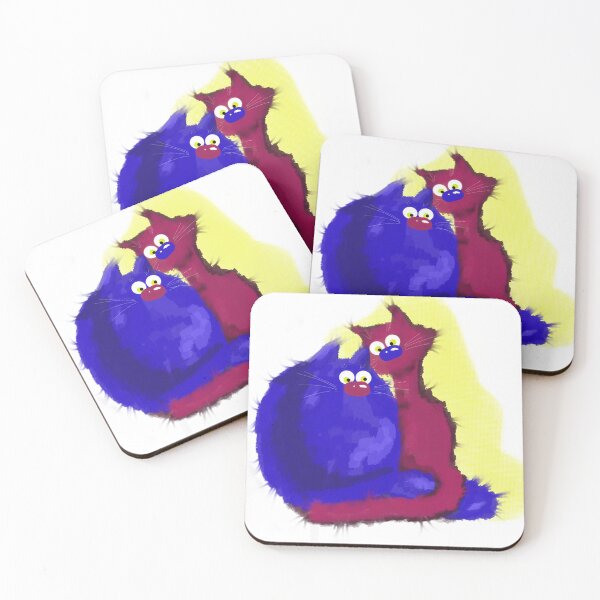 Item preview, Painted Fluffy Blue And Red Cats designed and sold by Latubu-Mazgiti.