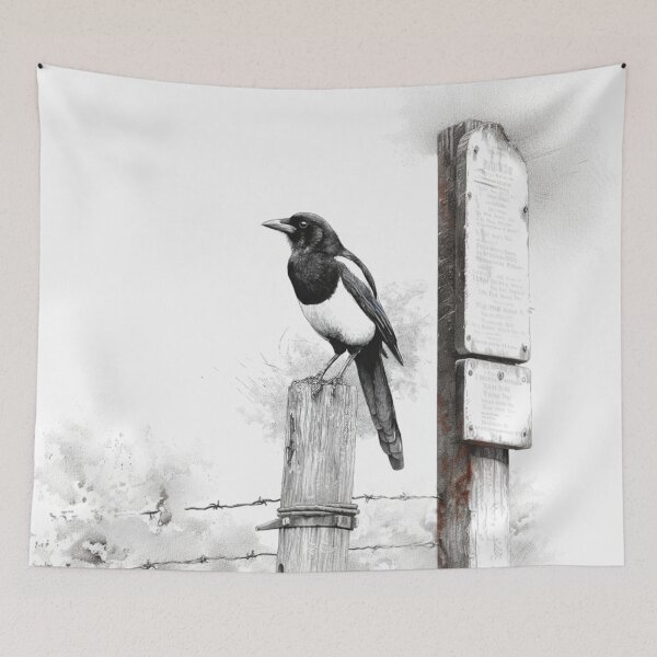 Item preview, A Magpie perched on an old fence, Birds in Motion designed and sold by CDC40.