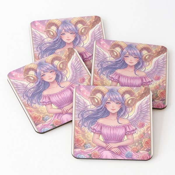 Item preview, Aries Zodiac Anime Girl Art | Aries Energy Celestial Angel | Kawaii Astrology Goddess | Pastel Horoscope Illustration | Ram Zodiac Sign | Aries Birthday Gift | Art Nouveau Wall Art designed and sold by RSDigitalPrintDesign.