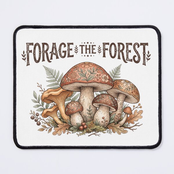 Item preview, Folk Art Embroidered Cottagecore Forest Mushrooms designed and sold by ModMotiff.