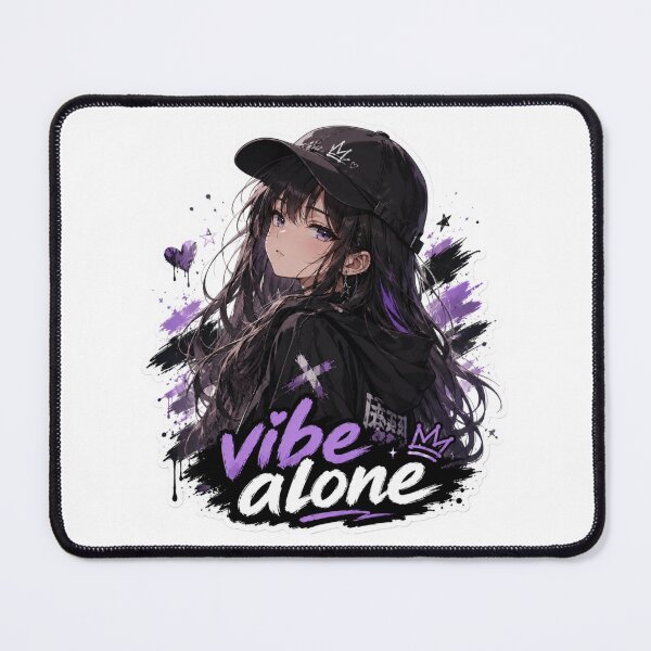 Item preview, Vibe Alone Anime Girl Sticker | Aesthetic Manga Hoodie Girl | Purple Streetwear Art designed and sold by KleinArtStudio.