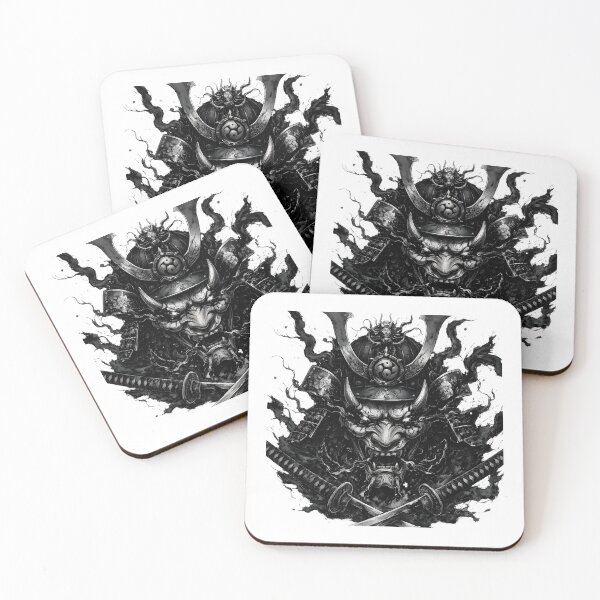 Item preview, Hannya Oni Mask Samurai Kabuto Helmet Ink Art designed and sold by MouradStudio.