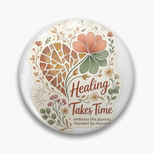 Item preview, Healing Takes Time Floral Heart Sticker designed and sold by fatys-designs.