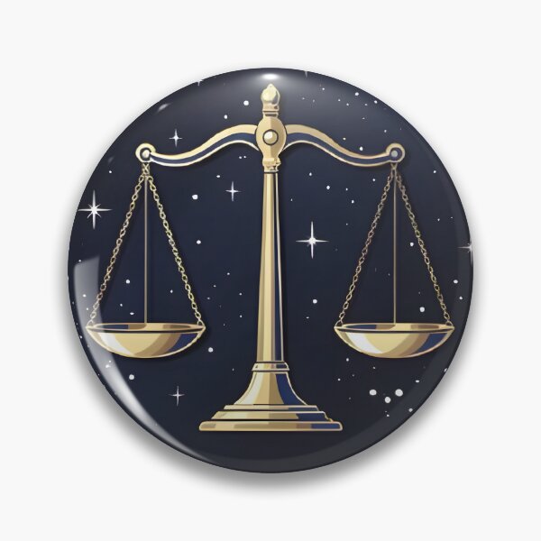 Item preview, Libra Gold Scales All Zodiac Dark Navy Circle Badge Art designed and sold by Zodiac Celestial Art.