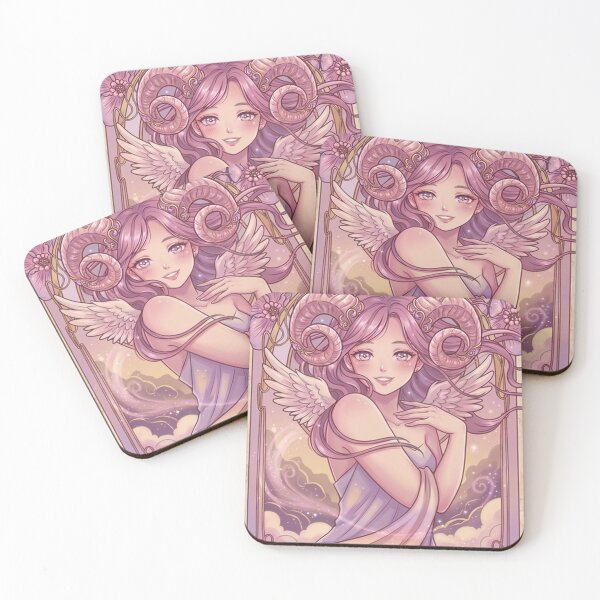 Item preview, Aries Zodiac Angel Anime Art | Aries Energy Celestial Goddess | Kawaii Astrology Illustration | Pastel Horoscope Wall Art | Ram Zodiac Sign | Aries Birthday Gift | Fantasy Angel Decor designed and sold by RSDigitalPrintDesign.