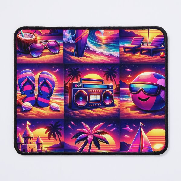 Item preview, Retro Synthwave Summer Beach Icon Pattern designed and sold by PrintandJoy.