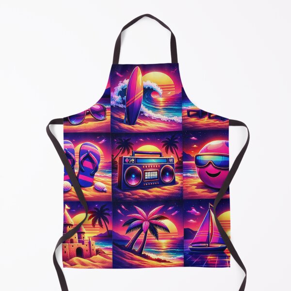 Item preview, Retro Synthwave Summer Beach Icon Pattern designed and sold by PrintandJoy.