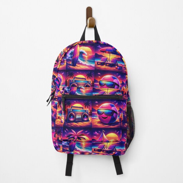 Item preview, Retro Synthwave Summer Beach Icon Pattern designed and sold by PrintandJoy.