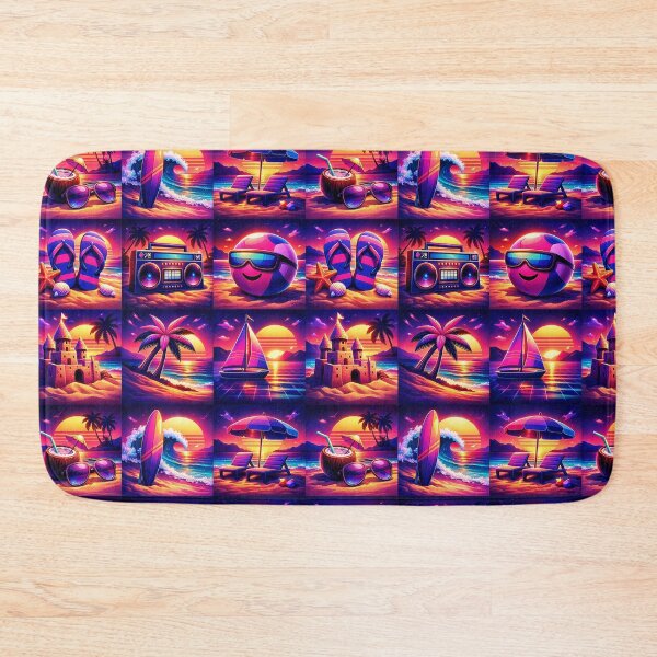 Item preview, Retro Synthwave Summer Beach Icon Pattern designed and sold by PrintandJoy.