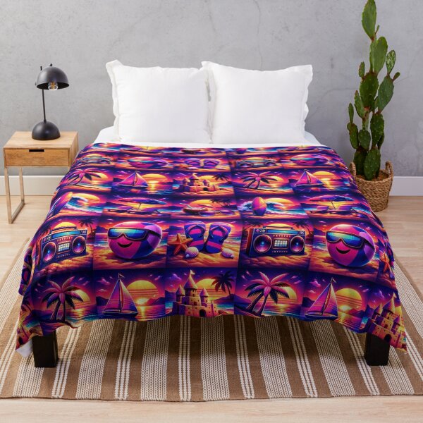 Item preview, Retro Synthwave Summer Beach Icon Pattern designed and sold by PrintandJoy.