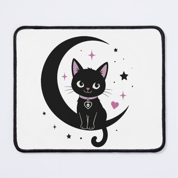Item preview, Whimsy Goth Black Cat & Moon | Cute Halloween Cat designed and sold by pixiedustpaint.