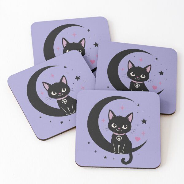 Item preview, Whimsy Goth Black Cat & Moon | Cute Halloween Cat designed and sold by pixiedustpaint.