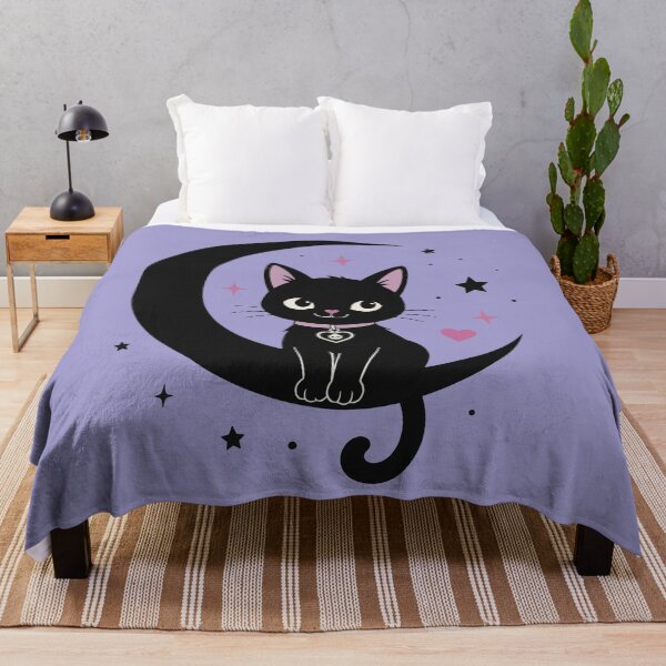 Item preview, Whimsy Goth Black Cat & Moon | Cute Halloween Cat designed and sold by pixiedustpaint.