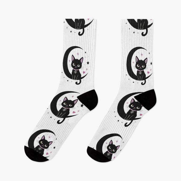 Item preview, Whimsy Goth Black Cat & Moon | Cute Halloween Cat designed and sold by pixiedustpaint.