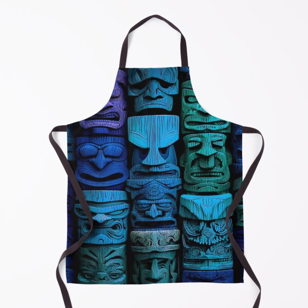 Item preview, Guardians of the Forgotten Temple 3D Tiki Mask Wall - Mystical Tribal Pattern in Blue and Purple Wood designed and sold by RAYBIL.