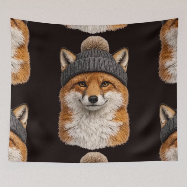 Item preview, Fox Wearing Beanie Winter Portrait designed and sold by BagFactoryUK.