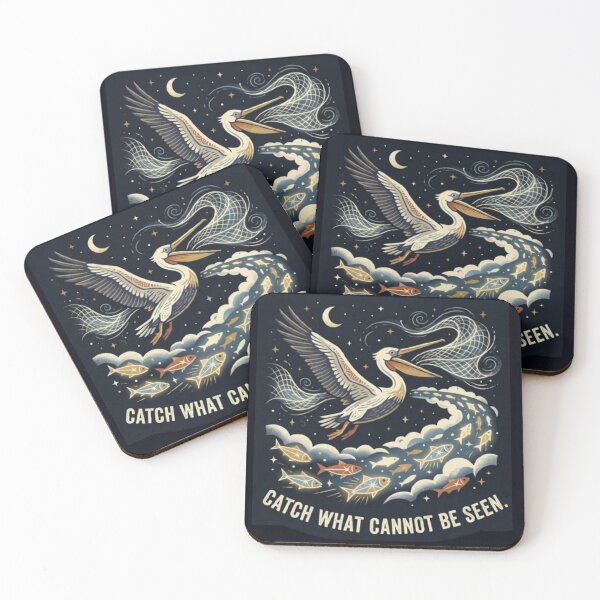 Item preview, Catch What Cannot Be Seen – Mystical Pelican Night Sky Artwork designed and sold by Dogandesighn.