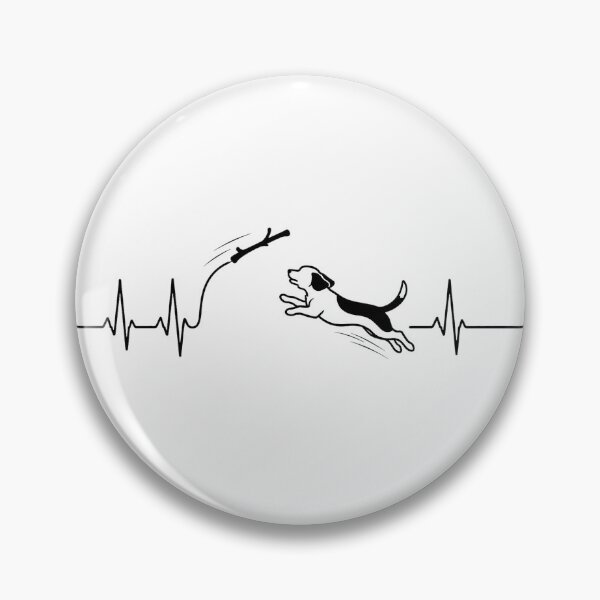 Item preview, ❤️ HEARTBEAT COLLECITON ❤️ - Heartbeat Dog - Joyful dog chasing heartbeat arc - Beagle designed and sold by WheelieGdArt.