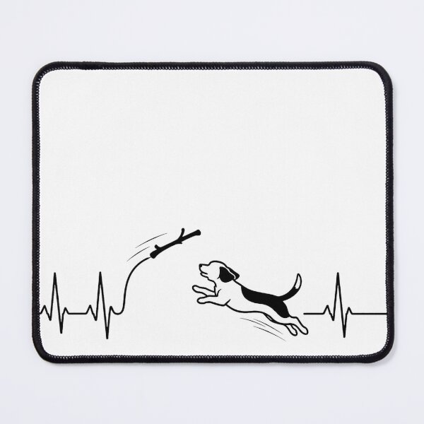 Item preview, ❤️ HEARTBEAT COLLECITON ❤️ - Heartbeat Dog - Joyful dog chasing heartbeat arc - Beagle designed and sold by WheelieGdArt.