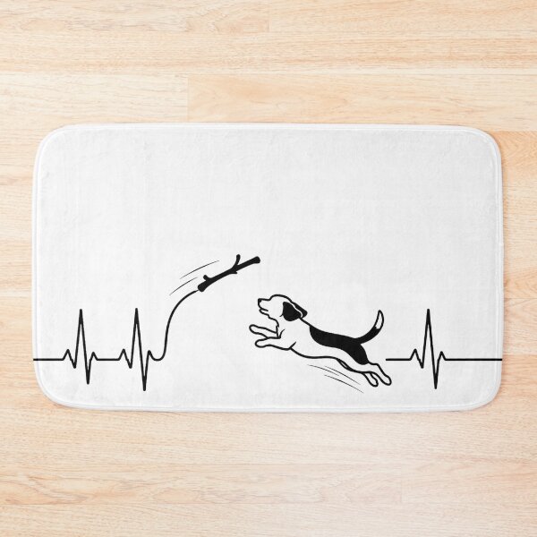 Item preview, ❤️ HEARTBEAT COLLECITON ❤️ - Heartbeat Dog - Joyful dog chasing heartbeat arc - Beagle designed and sold by WheelieGdArt.