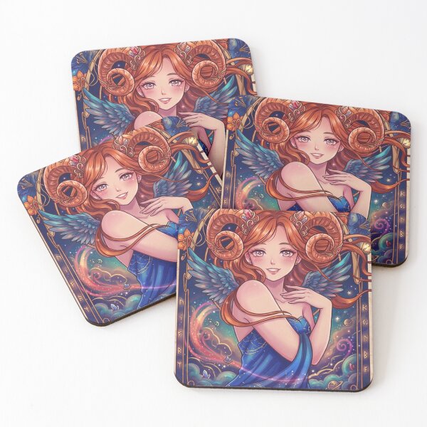 Item preview, Aries Zodiac Goddess Anime Art | Aries Energy Celestial Angel | Fantasy Astrology Illustration | Blue Galaxy Horoscope Wall Art | Ram Zodiac Sign | Aries Birthday Gift designed and sold by RSDigitalPrintDesign.