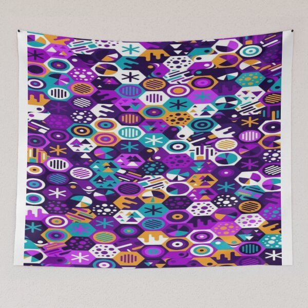 Item preview, Retro Pop Hexagonal Pattern - Multicolor Geometric Art Memphis Style designed and sold by RAYBIL.