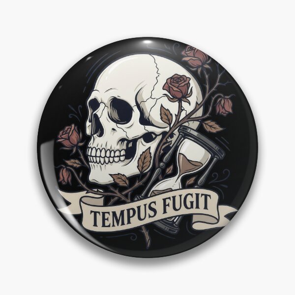 Item preview, Tempus Fugit Gold Skull Hourglass and Flowers designed and sold by nuel-art.