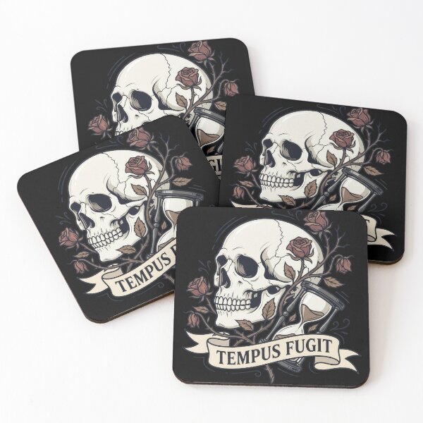 Item preview, Tempus Fugit Gold Skull Hourglass and Flowers designed and sold by nuel-art.