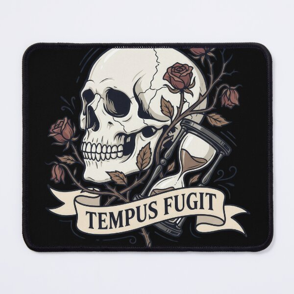 Item preview, Tempus Fugit Gold Skull Hourglass and Flowers designed and sold by nuel-art.